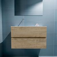 MONDIAZ ADA Toiletmeubel 80x30x50cm met 0 kraangaten 2 lades washed oak mat Wastafel Lex links Solid Surface Wit FK75341984