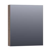 Saniclass Dual spiegelkast 59x70x15cm verlichting geintegreerd rechthoek 1 draaideur Burned Bark MFC 7272