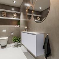 MONDIAZ TURE Toiletmeubel 120x23x50cm met 1 kraangaten 2 deuren cale mat Wastafel Eden midden Solid Surface Wit FK75341265