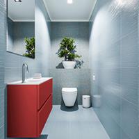 MONDIAZ ADA Toiletmeubel 80x30x50cm met 1 kraangaten 2 lades fire mat Wastafel Lex links Solid Surface Wit FK75341896