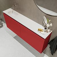 MONDIAZ TURE Toiletmeubel 120x23x50cm met 0 kraangaten 2 deuren fire mat Wastafel Eden links Solid Surface Wit FK75341208