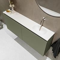 MONDIAZ TURE Toiletmeubel 120x23x50cm met 0 kraangaten 2 deuren army mat Wastafel Eden rechts Solid Surface Wit FK75341150