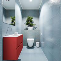 MONDIAZ ADA Toiletmeubel 80x30x50cm met 0 kraangaten 2 lades fire mat Wastafel Lex links Solid Surface Wit FK75341897