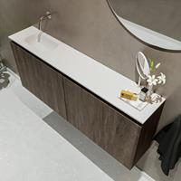 MONDIAZ TURE Toiletmeubel 120x23x50cm met 0 kraangaten 2 deuren dark brown mat Wastafel Eden links Solid Surface Wit FK75341328