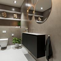 MONDIAZ TURE Toiletmeubel 120x23x50cm met 0 kraangaten 2 deuren urban mat Wastafel Eden midden Solid Surface Wit FK75341056