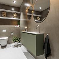 MONDIAZ TURE Toiletmeubel 120x23x50cm met 1 kraangaten 2 deuren army mat Wastafel Eden rechts Solid Surface Wit FK75341149