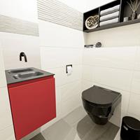 MONDIAZ OLAN Toiletmeubel 40x30x40cm met 0 kraangaten 1 lades fire mat Wastafel Lex midden Solid Surface Zwart FK75342927