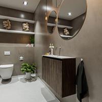 MONDIAZ TURE Toiletmeubel 80x23x50cm met 0 kraangaten 2 deuren dark brown mat Wastafel Eden midden Solid Surface Wit FK75341314