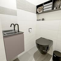 MONDIAZ OLAN Toiletmeubel 40x30x40cm met 1 kraangaten 1 lades smoke mat Wastafel Lex links Solid Surface Zwart FK75342841