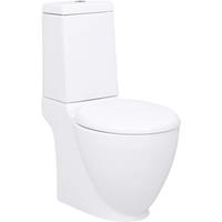VIDAXL WC Keramik-Toilette Badezimmer Rund Senkrechter Abgang Weiß