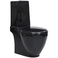VIDAXL WC Keramik-Toilette Badezimmer Rund Senkrechter Abgang Schwarz