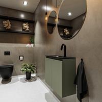 MONDIAZ TURE Toiletmeubel 60x23x50cm met 1 kraangaten 2 deuren army mat Wastafel Eden midden Solid Surface Zwart FK75341482