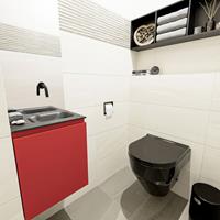MONDIAZ OLAN Toiletmeubel 40x30x40cm met 0 kraangaten 1 lades fire mat Wastafel Lex rechts Solid Surface Zwart FK75342931