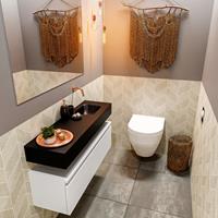 MONDIAZ ANDOR Toiletmeubel 100x30x30cm met 0 kraangaten 1 lades talc mat Wastafel Lex rechts Solid Surface Zwart FK75343471