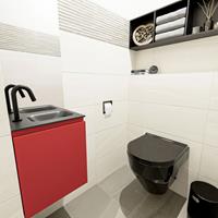 MONDIAZ OLAN Toiletmeubel 40x30x40cm met 1 kraangaten 1 lades fire mat Wastafel Lex rechts Solid Surface Zwart FK75342930