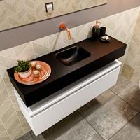 MONDIAZ ANDOR Toiletmeubel 100x30x30cm met 0 kraangaten 1 lades talc mat Wastafel Lex midden Solid Surface Zwart FK75343467