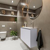 MONDIAZ TURE Toiletmeubel 80x23x50cm met 1 kraangaten 2 deuren cale mat Wastafel Eden rechts Solid Surface Wit FK75341257