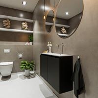 MONDIAZ TURE Toiletmeubel 80x23x50cm met 0 kraangaten 2 deuren urban mat Wastafel Eden rechts Solid Surface Wit FK75341048