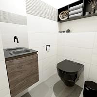 MONDIAZ OLAN Toiletmeubel 40x30x40cm met 0 kraangaten 1 lades dark brown mat Wastafel Lex midden Solid Surface Zwart FK75343043