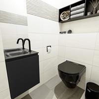 MONDIAZ OLAN Toiletmeubel 40x30x40cm met 1 kraangaten 1 lades urban mat Wastafel Lex links Solid Surface Zwart FK75342783