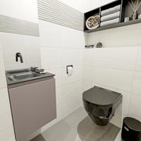 MONDIAZ OLAN Toiletmeubel 40x30x40cm met 0 kraangaten 1 lades smoke mat Wastafel Lex links Solid Surface Zwart FK75342842