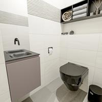 MONDIAZ OLAN Toiletmeubel 40x30x40cm met 0 kraangaten 1 lades smoke mat Wastafel Lex midden Solid Surface Zwart FK75342840
