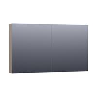 Saniclass Dual spiegelkast 119x70x15cm verlichting geintegreerd rechthoek 2 draaideuren Hoogglans Taupe MDF 7154