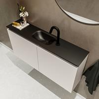 MONDIAZ TURE Toiletmeubel 100x23x50cm met 1 kraangaten 2 deuren linen mat Wastafel Eden midden Solid Surface Zwart FK75341581