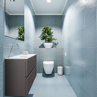 MONDIAZ ADA Toiletmeubel 80x30x50cm met 0 kraangaten 2 lades dark grey mat Wastafel Lex links Solid Surface Wit FK75341781