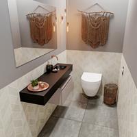 MONDIAZ ANDOR Toiletmeubel 120x30x30cm met 0 kraangaten 1 lades smoke mat Wastafel Lex rechts Solid Surface Zwart FK75343988