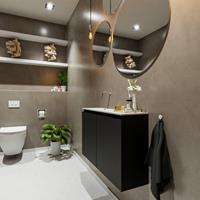 MONDIAZ TURE Toiletmeubel 80x23x50cm met 0 kraangaten 2 deuren urban mat Wastafel Eden links Solid Surface Wit FK75341046