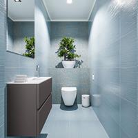 MONDIAZ ADA Toiletmeubel 80x30x50cm met 1 kraangaten 2 lades dark grey mat Wastafel Lex midden Solid Surface Wit FK75341778