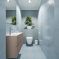 MONDIAZ ADA Toiletmeubel 100x30x50cm met 1 kraangaten 2 lades smoke mat Wastafel Lex links Solid Surface Wit FK75341815