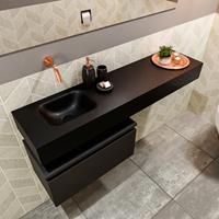 MONDIAZ ANDOR Toiletmeubel 120x30x30cm met 0 kraangaten 1 lades urban mat Wastafel Lex links Solid Surface Zwart FK75343962