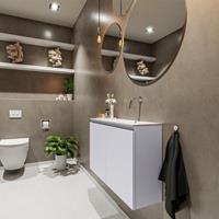 MONDIAZ TURE Toiletmeubel 80x23x50cm met 0 kraangaten 2 deuren cale mat Wastafel Eden rechts Solid Surface Wit FK75341258