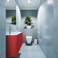 MONDIAZ ADA Toiletmeubel 100x30x50cm met 1 kraangaten 2 lades fire mat Wastafel Lex links Solid Surface Wit FK75341902