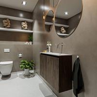 MONDIAZ TURE Toiletmeubel 80x23x50cm met 0 kraangaten 2 deuren dark brown mat Wastafel Eden rechts Solid Surface Wit FK75341318