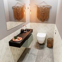 MONDIAZ ANDOR Toiletmeubel 120x30x30cm met 0 kraangaten 1 lades army mat Wastafel Lex rechts Solid Surface Zwart FK75344000