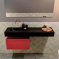 MONDIAZ ANDOR Toiletmeubel 120x30x30cm met 0 kraangaten 1 lades fire mat Wastafel Lex links Solid Surface Zwart FK75344022