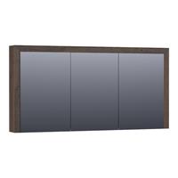 Saniclass spiegelkast 140x70x15cm 3 draaideuren Black Oak Massief Eiken Doorlopende Lamel geborsteld 70513BOG
