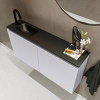 MONDIAZ TURE Toiletmeubel 100x23x50cm met 1 kraangaten 2 deuren cale mat Wastafel Eden links Solid Surface Zwart FK75341612