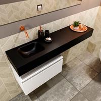 MONDIAZ ANDOR Toiletmeubel 120x30x30cm met 0 kraangaten 1 lades talc mat Wastafel Lex links Solid Surface Zwart FK75343950