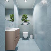 MONDIAZ ADA Toiletmeubel 100x30x50cm met 0 kraangaten 2 lades smoke mat Wastafel Lex midden Solid Surface Wit FK75341814