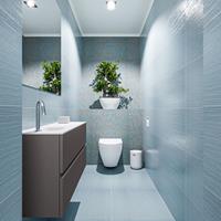 MONDIAZ ADA Toiletmeubel 100x30x50cm met 1 kraangaten 2 lades dark grey mat Wastafel Lex links Solid Surface Wit FK75341786