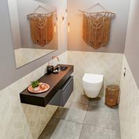 MONDIAZ ANDOR Toiletmeubel 120x30x30cm met 0 kraangaten 1 lades dark grey mat Wastafel Lex rechts Solid Surface Zwart FK75343976