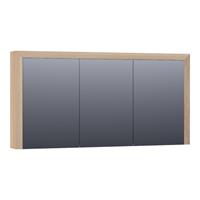Saniclass spiegelkast 140x70x15cm 3 draaideuren Smoked Oak Massief Eiken Doorlopende Lamel geborsteld 70513SOG