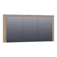Saniclass spiegelkast 140x70x15cm 3 draaideuren Vintage Oak Massief Eiken Doorlopende Lamel geborsteld 70513VOG