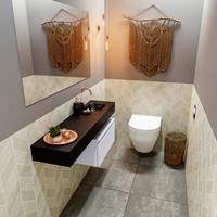 MONDIAZ ANDOR Toiletmeubel 120x30x30cm met 0 kraangaten 1 lades cale mat Wastafel Lex rechts Solid Surface Zwart FK75344048