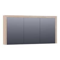 Saniclass spiegelkast 140x70x15cm 3 draaideuren White Oak Massief Eiken Doorlopende Lamel geborsteld 70513WOG