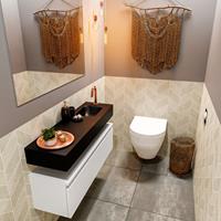 MONDIAZ ANDOR Toiletmeubel 100x30x30cm met 1 kraangaten 1 lades talc mat Wastafel Lex rechts Solid Surface Zwart FK75343470